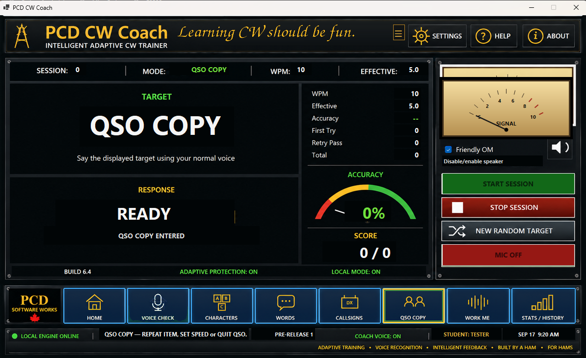 PCD CW Coach QSO Copy practice