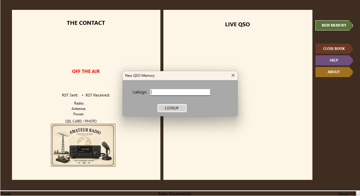 QSO Memory Book New Memory and Live QSO workflow