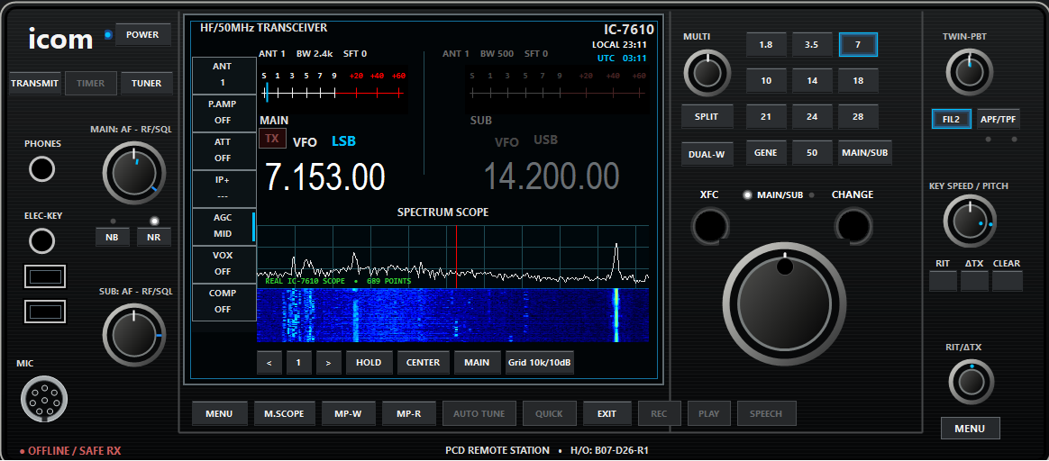 PCD Remote Station Icom IC-7610 default radio interface